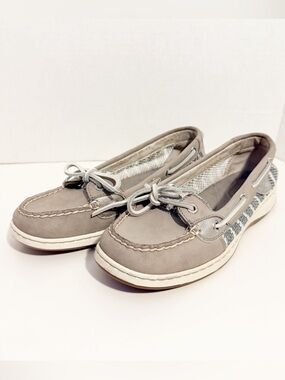 Sperry Angelfish Taupe and Snake-Print Women’s Boat Shoes, Metallic Accents